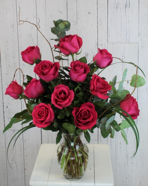 Picture of Dozen Dark Pink Roses