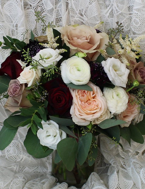 Blush and Burgundy bouquet $195.00