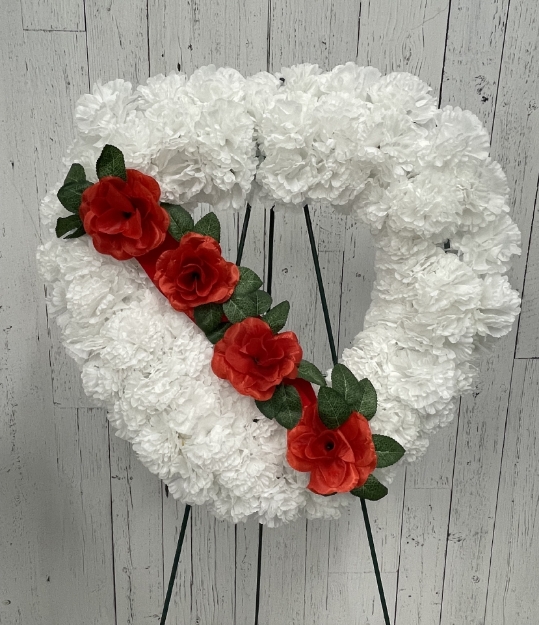 Picture of White Open Heart Silk Wreath